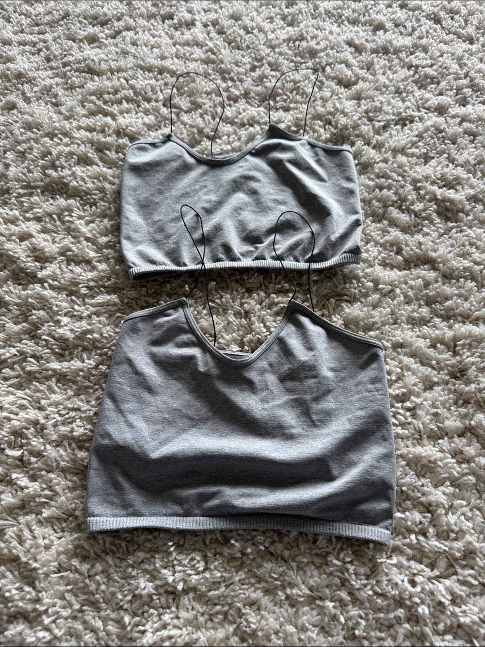Free People Gray Spaghetti Strap Crop Tank (Set)
